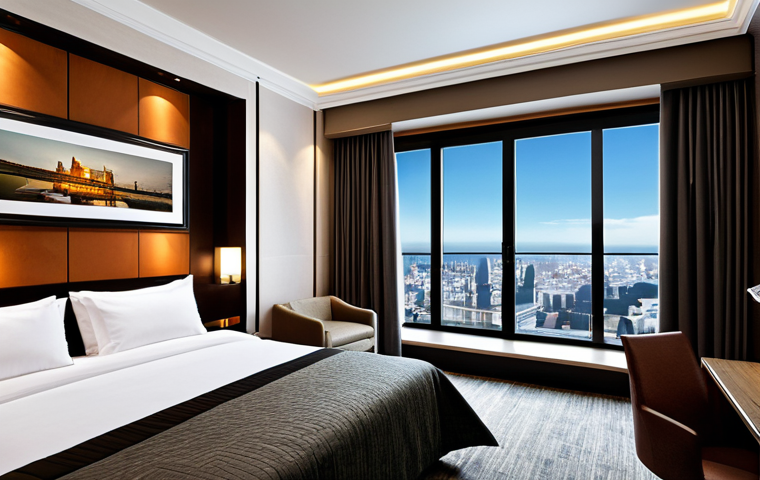 ** A smart hotel room controlled by a tablet, showing adjustable lighting and temperature, fully clothed subject, appropriate content, safe for work, perfect anatomy, natural proportions, professional photography, high quality.

**