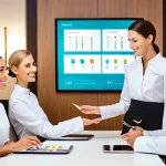 호텔 리더십과 조직 관리 - **Prompt:** "A diverse group of hotel staff, professionally dressed in crisp, modern uniforms, activ...