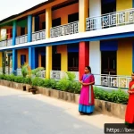 Home 22 호텔관광경영학의 사회적 기여 - A vibrant scene of a small Bengali town’s newly opened eco-friendly hotel bustling with local youth ...