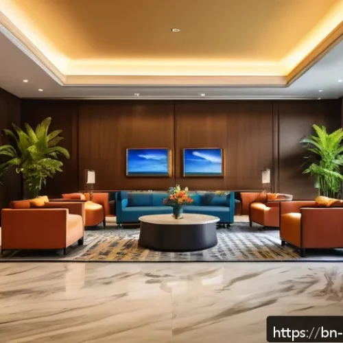 Home 17 호텔 관광업의 리스크 관리 - A modern hotel lobby showcasing a seamless contactless check-in
